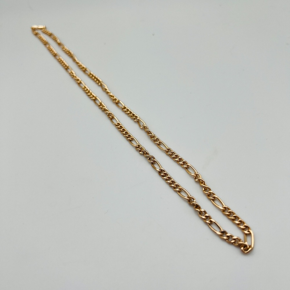 Gold Tone Figaro Chain Necklace 20 Inch Yellow Gold Tone Layering Jewelry